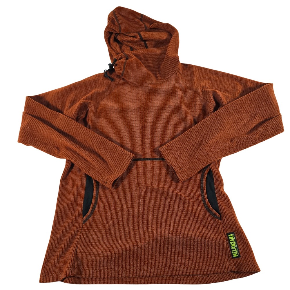 Melanzana Microgrid Hoodie Womens Small Rust Orange Polartec Fleece Leadville CO